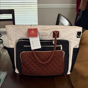 Lovevook Women's Quilted Backpack - Black, Brown, and Cream